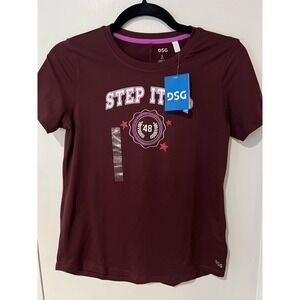 NWT DSG Movement Tee Girls Team Burgundy Athletic Top Size Large 14 Step it Up